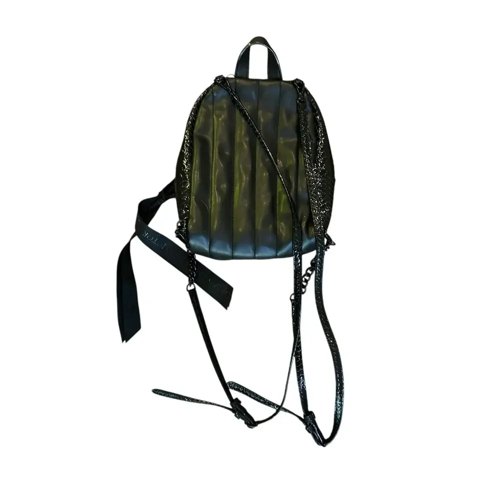 Victoria Secret Mini Backpack Purse Black Crocodile Pattern